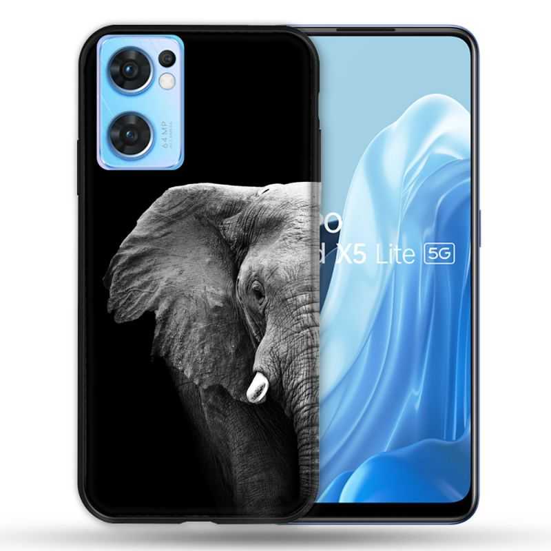 Coque Pour Oppo Find X5 Lite / Reno 7 Animal Elephant Noir