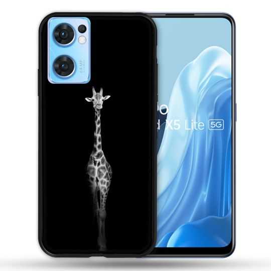 Coque Pour Oppo Find X5 Lite / Reno 7 Animal Girafe Noire