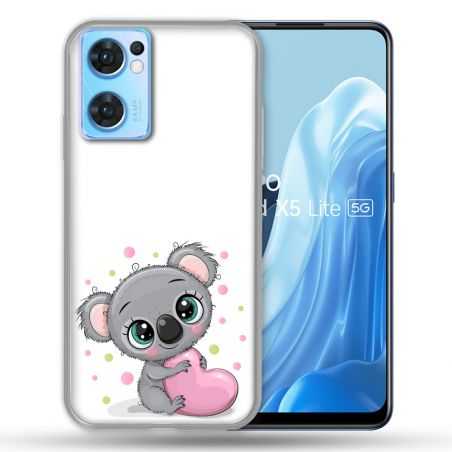Coque Pour Oppo Find X5 Lite / Reno 7 Animal Koala Cœur