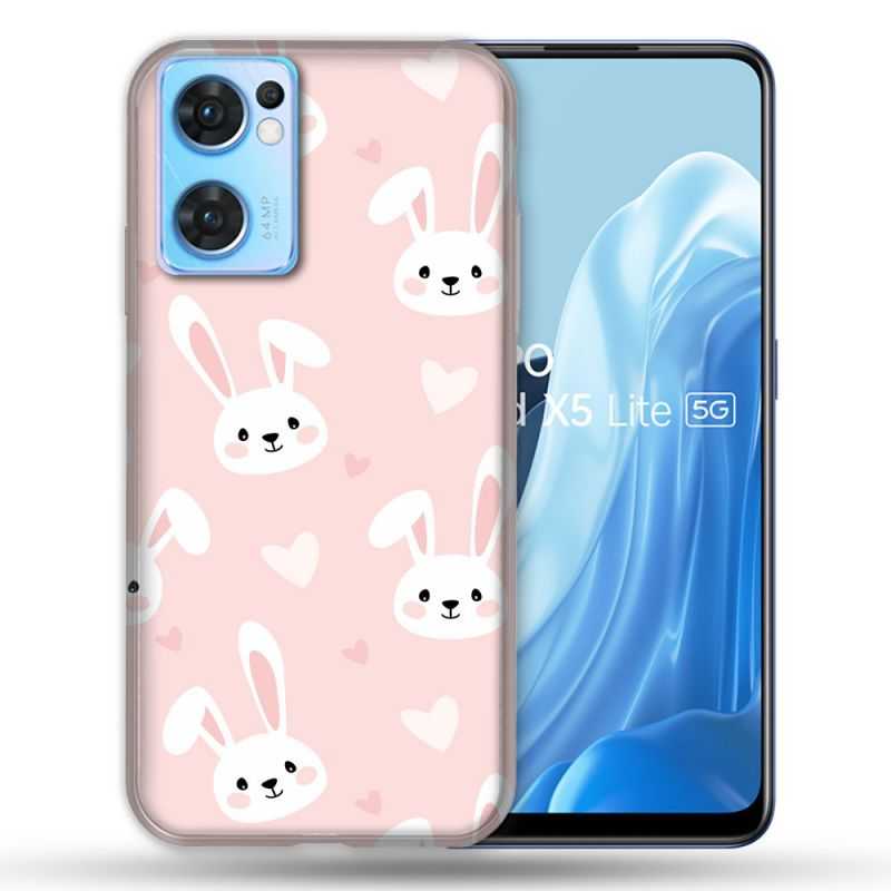 Coque Pour Oppo Find X5 Lite / Reno 7 Animal Lapin Rose