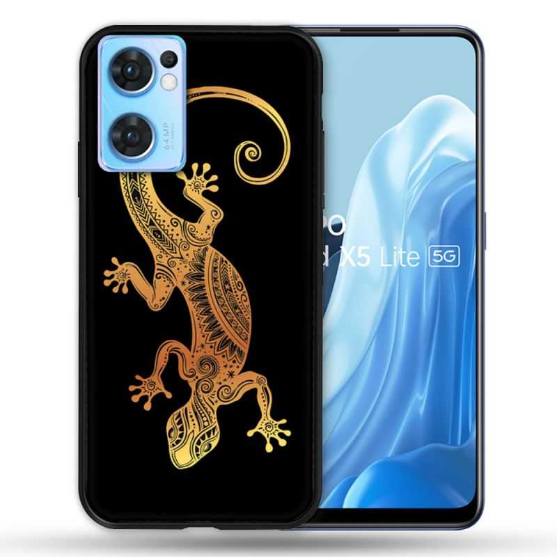 Coque Pour Oppo Find X5 Lite / Reno 7 Animal Lezard Noir