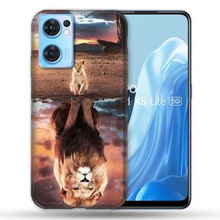 Coque Pour Oppo Find X5 Lite / Reno 7 Animal Lion Reflet