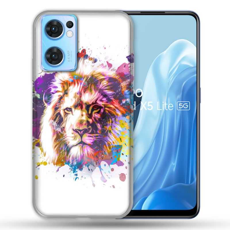 Coque Pour Oppo Find X5 Lite / Reno 7 Animal Lion Tag