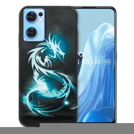 Coque Pour Oppo Find X5 Lite / Reno 7 Fantastique Dragon Bleu