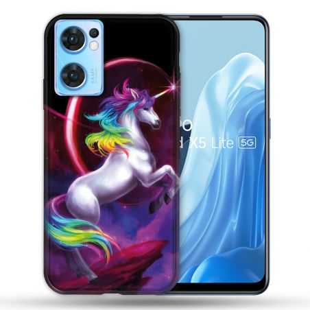 Coque Pour Oppo Find X5 Lite / Reno 7 Fantastique Licorne Arc en ciel