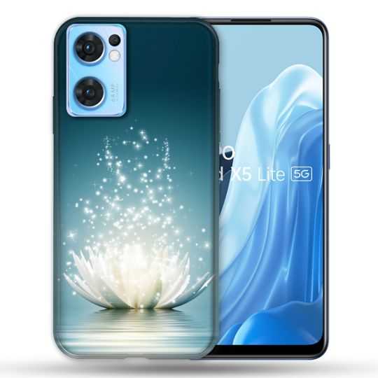 Coque Pour Oppo Find X5 Lite / Reno 7 Fleur Lotus Blanc