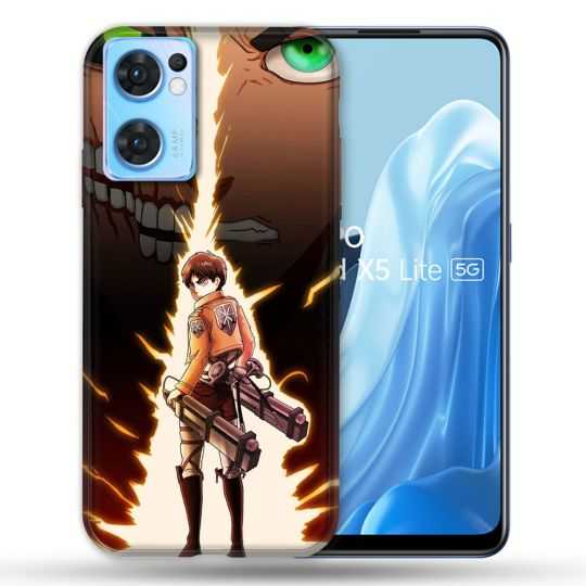 Coque Pour Oppo Find X5 Lite / Reno 7 Manga Attaque Titans Eren Eclair