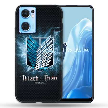 Coque Pour Oppo Find X5 Lite / Reno 7 Manga Attaque Titans Noir