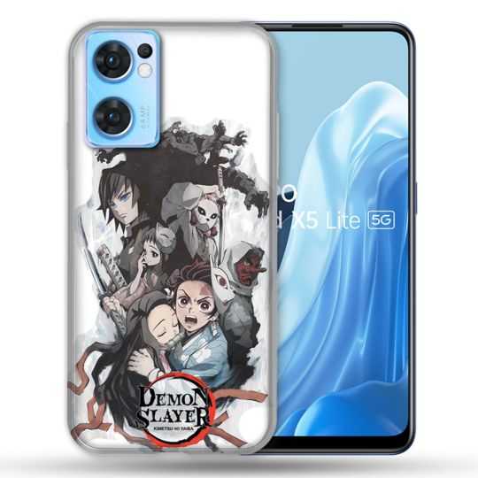 Coque Pour Oppo Find X5 Lite / Reno 7 Manga Demon Slayer Blanc