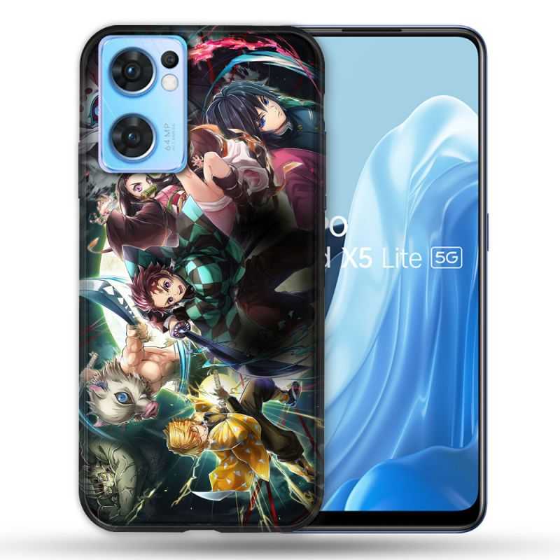 Coque Pour Oppo Find X5 Lite / Reno 7 Manga Demon Slayer Groupe