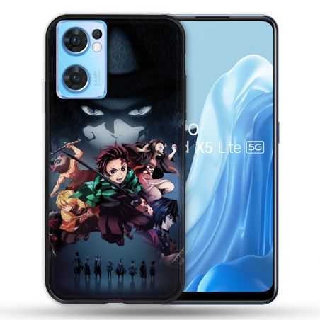 Coque Pour Oppo Find X5 Lite / Reno 7 Manga Demon Slayer Noir