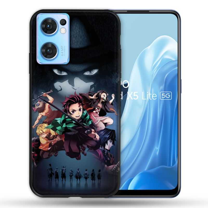 Coque Pour Oppo Find X5 Lite / Reno 7 Manga Demon Slayer Noir