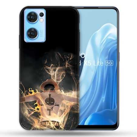Coque Pour Oppo Find X5 Lite / Reno 7 Manga One Piece Ace Noir