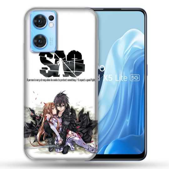 Coque Pour Oppo Find X5 Lite / Reno 7 Manga SAO sword Art Online Blanc
