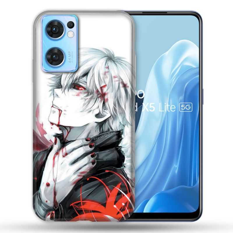 Coque Pour Oppo Find X5 Lite / Reno 7 Manga Tokyo Ghoul Kaneki Blanc