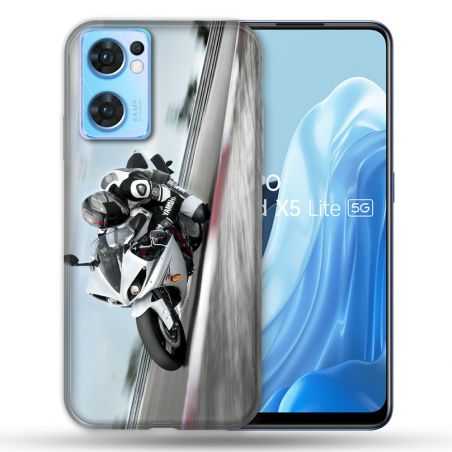 Coque Pour Oppo Find X5 Lite / Reno 7 Moto Course GP Blanche