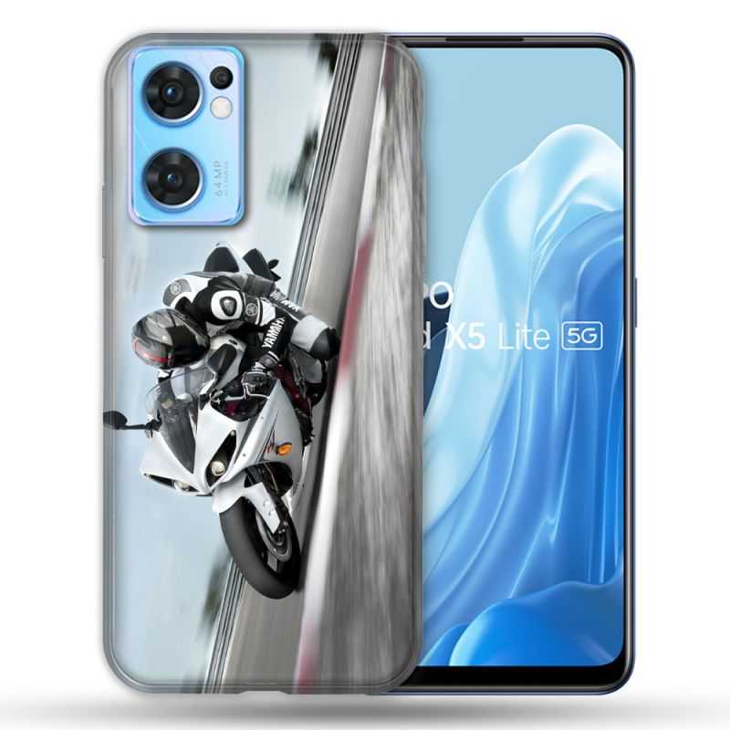Coque Pour Oppo Find X5 Lite / Reno 7 Moto Course GP Blanche