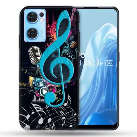 Coque Pour Oppo Find X5 Lite / Reno 7 Musique Cle Sol Bleu