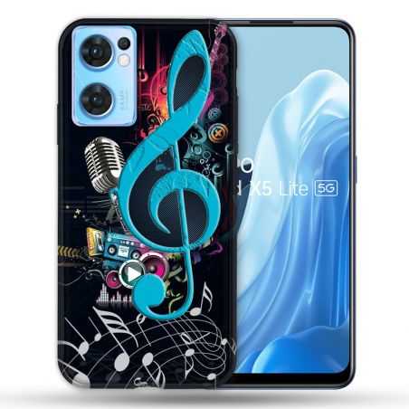 Coque Pour Oppo Find X5 Lite / Reno 7 Musique Cle Sol Bleu