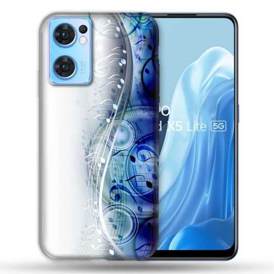 Coque Pour Oppo Find X5 Lite / Reno 7 Musique Partition Vague