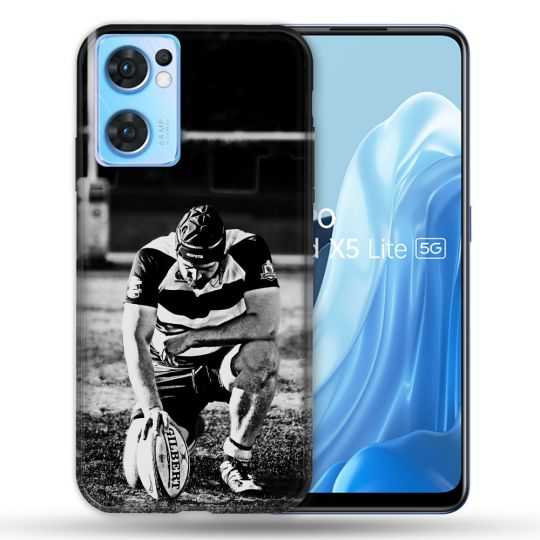 Coque Pour Oppo Find X5 Lite / Reno 7 Sport Rugby Noir Blanc