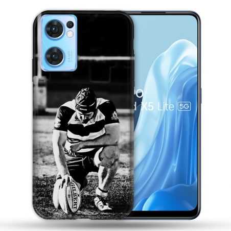 Coque Pour Oppo Find X5 Lite / Reno 7 Sport Rugby Noir Blanc