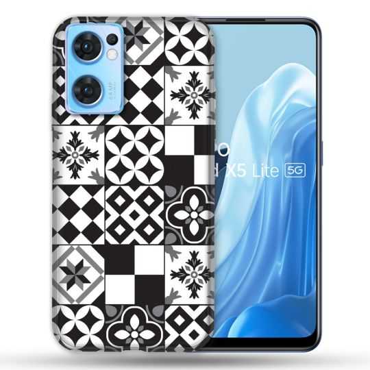 Coque Pour Oppo Find X5 Lite / Reno 7 Texture Carreau Ciment Noir