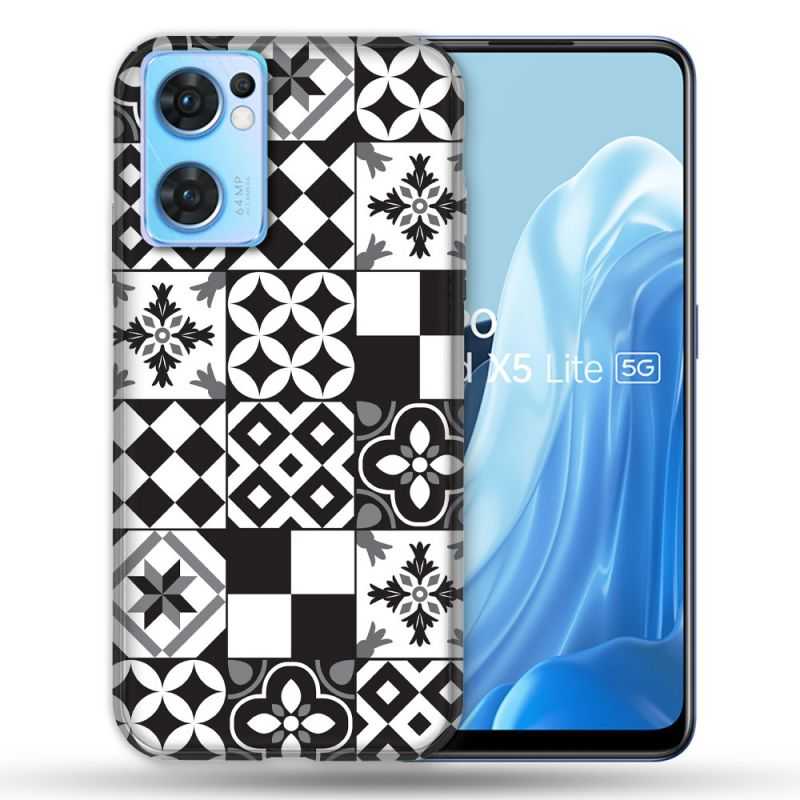 Coque Pour Oppo Find X5 Lite / Reno 7 Texture Carreau Ciment Noir