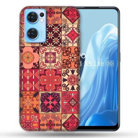 Coque Pour Oppo Find X5 Lite / Reno 7 Texture Carreau Ciment Rouge
