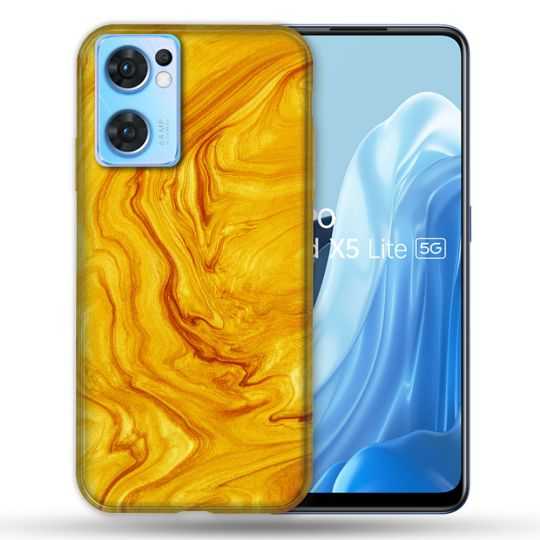 Coque Pour Oppo Find X5 Lite / Reno 7 Texture Marbre Jaune