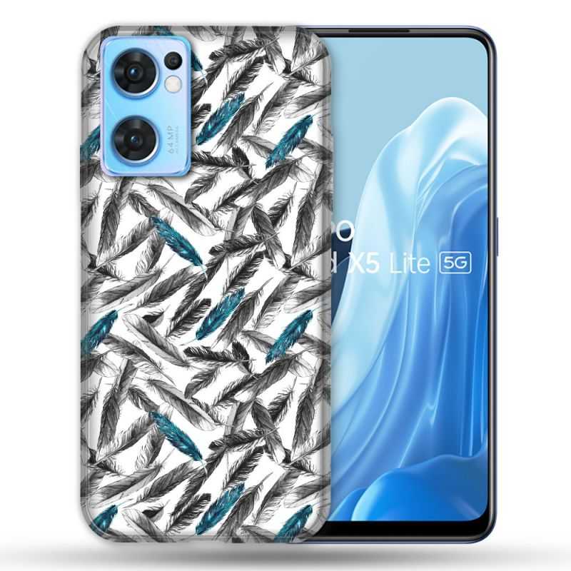 Coque Pour Oppo Find X5 Lite / Reno 7 Texture Plume Canard