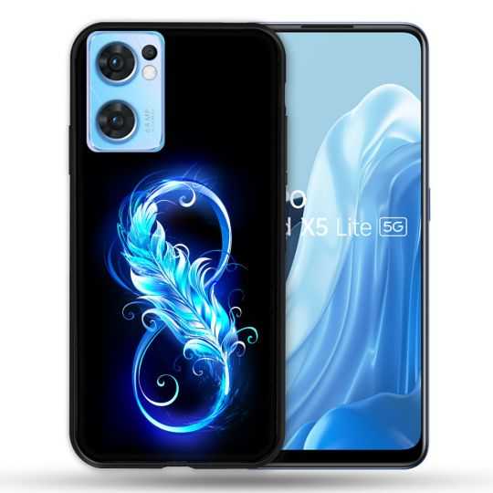 Coque Pour Oppo Find X5 Lite / Reno 7 Texture Plume Infini Bleu