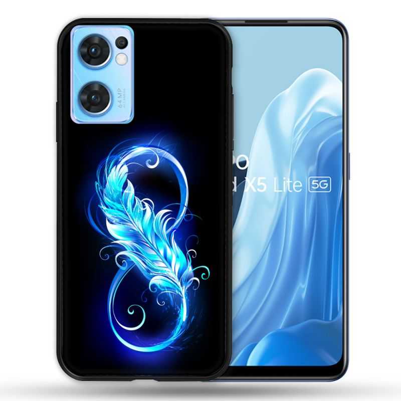Coque Pour Oppo Find X5 Lite / Reno 7 Texture Plume Infini Bleu