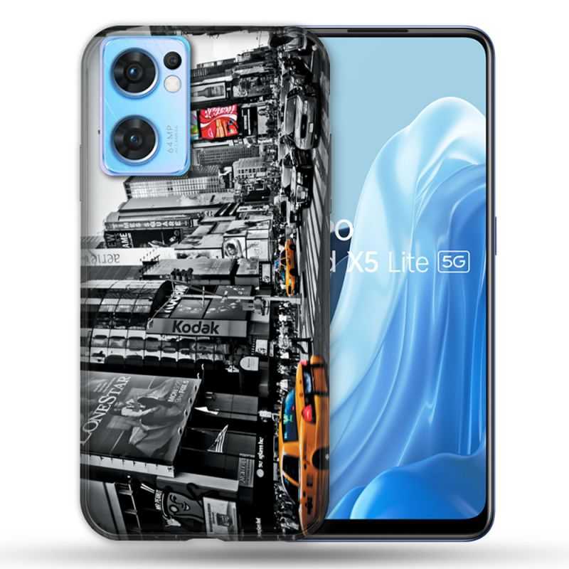 Coque Pour Oppo Find X5 Lite / Reno 7 Voyage Amerique USA New York Taxi