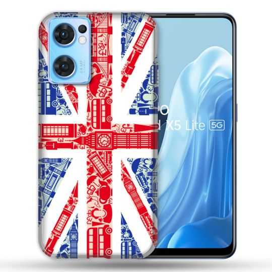 Coque Pour Oppo Find X5 Lite / Reno 7 Voyage Angleterre Blanc