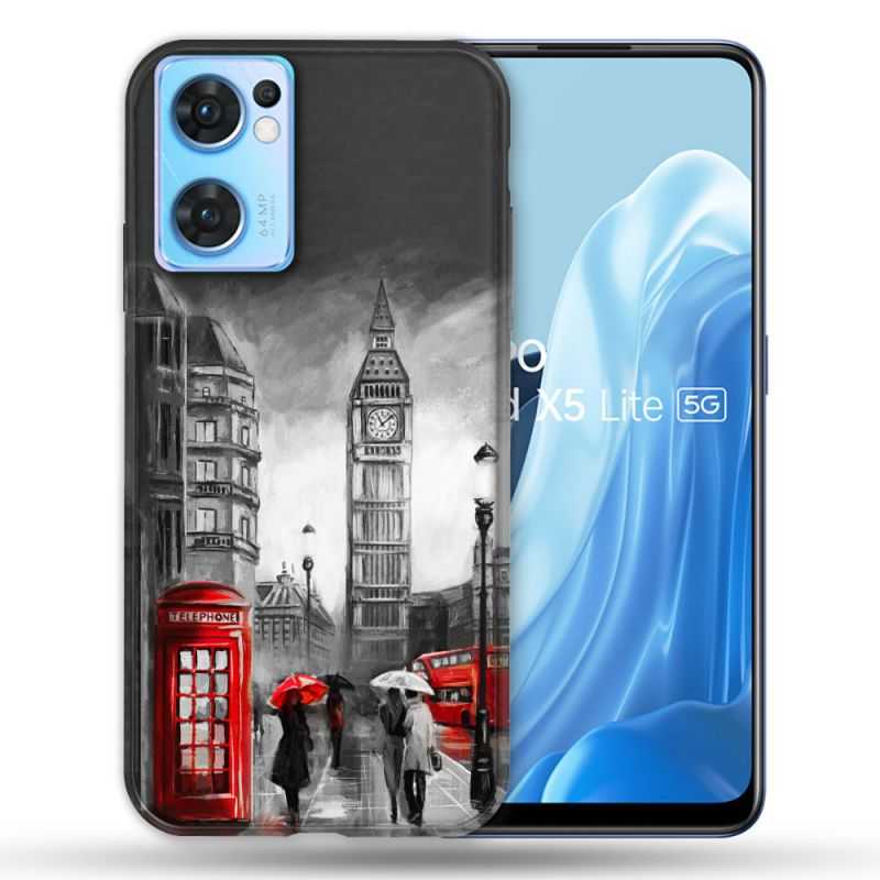 Coque Pour Oppo Find X5 Lite / Reno 7 Voyage Angleterre Londres Vintage