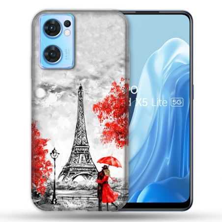 Coque Pour Oppo Find X5 Lite / Reno 7 Voyage France Paris Rouge