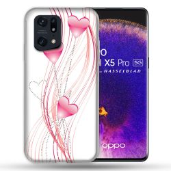 Coque Pour Oppo Find X5 Pro Amour Coeur Rose Montant sur Blanc