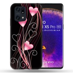 Coque Pour Oppo Find X5 Pro Amour Coeur Rose Montant sur Noir