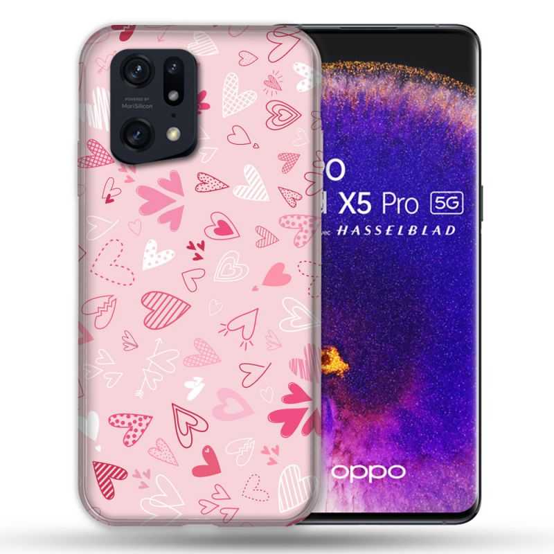 Coque Pour Oppo Find X5 Pro Amour Ptis Coeurs