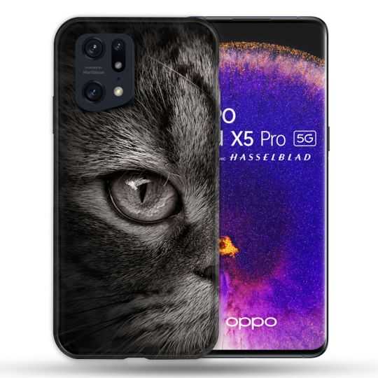 Coque Pour Oppo Find X5 Pro Animal Chat Gris