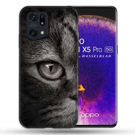 Coque Pour Oppo Find X5 Pro Animal Chat Gris