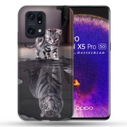 Coque Pour Oppo Find X5 Pro Animal Chat Reflet