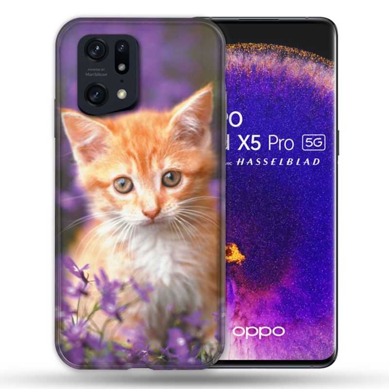 Coque Pour Oppo Find X5 Pro Animal Chat Violet
