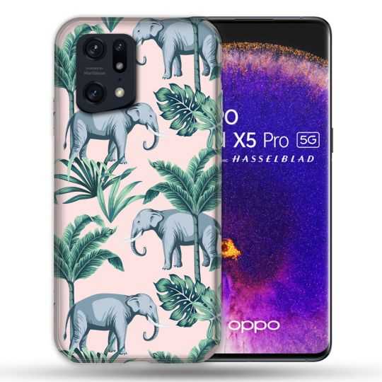 Coque Pour Oppo Find X5 Pro Animal Elephant Pattern