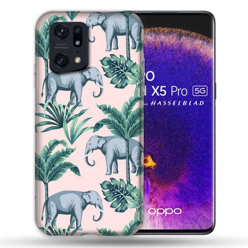 Coque Pour Oppo Find X5 Pro Animal Elephant Pattern