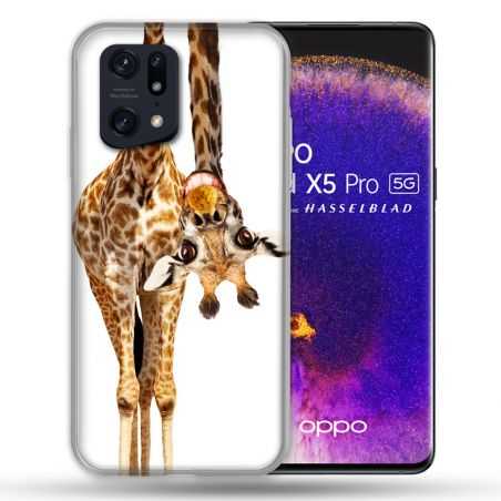 Coque Pour Oppo Find X5 Pro Animal Girafe Blanche