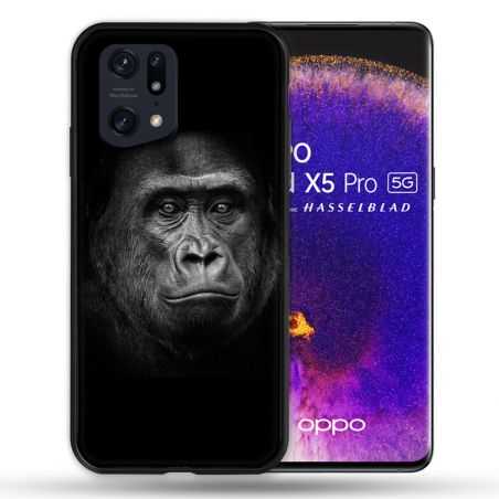 Coque Pour Oppo Find X5 Pro Animal Gorille Noir
