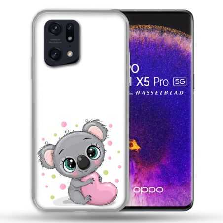 Coque Pour Oppo Find X5 Pro Animal Koala Cœur