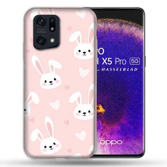 Coque Pour Oppo Find X5 Pro Animal Lapin Rose